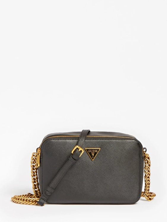 Módní Aura Saffiano crossbody, Černá barva, 2022