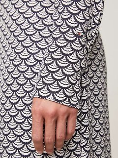 Luxusní Scallop Print Midi šaty, Bílá, Černá barva, 34/R, 36/R, 38/R