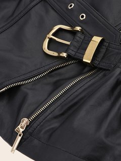 Leather Biker bunda Černá barva Ženy