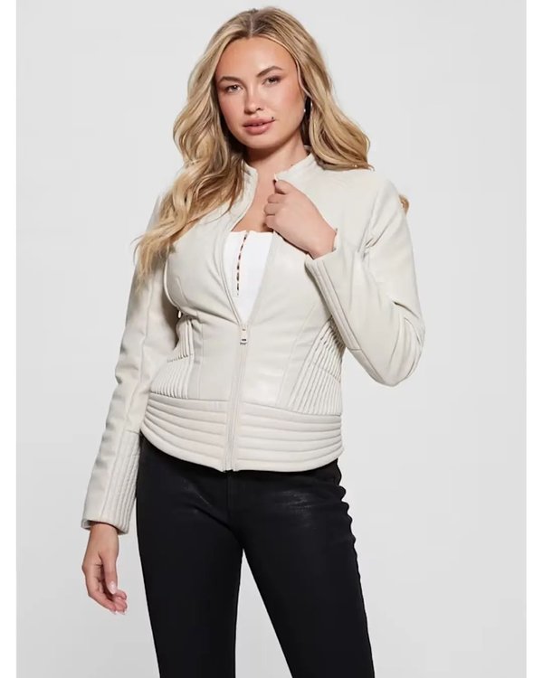 Módní Lea bunda, Krémová barva, 2024