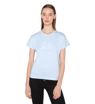 Calvin Klein – Embroidered triko, Modrá barva