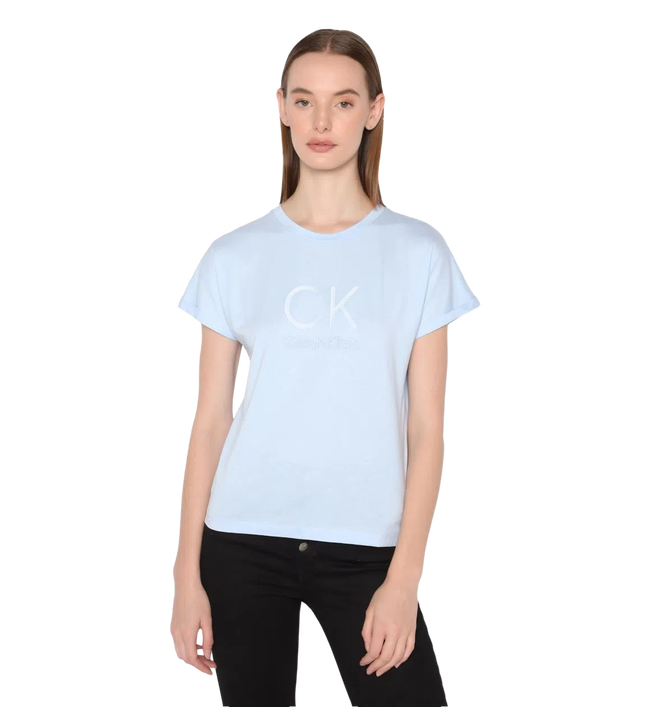 Calvin Klein – Embroidered triko, Modrá barva