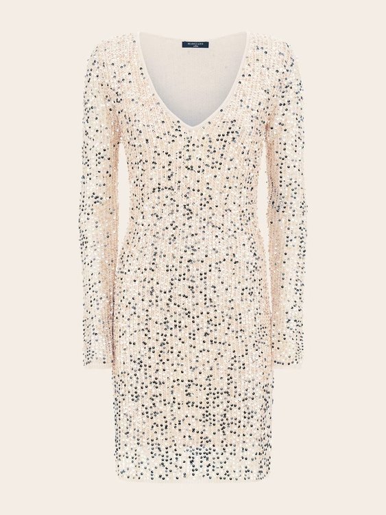 Luxusní Let It Sequin šaty, Béžová, Krémová barva, XS, S