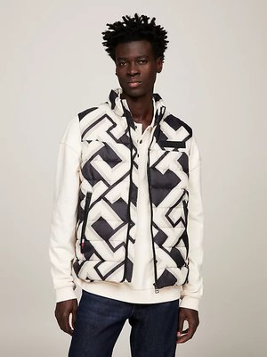Tommy Hilfiger – TH Warm Monogram New York bunda, Bílá, Černá barva