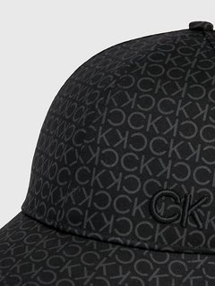 Luxusní Ck Monogram Cotton kšiltovka, Černá barva, OS