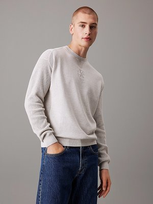 Calvin Klein Jeans – Monologo svetr, Šedá barva
