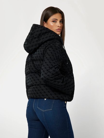 Módní Daisy Puffer Logo bunda, Černá barva, 2024