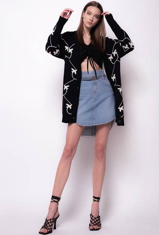 Luxusní Monogram Jacquard svetr, Černá barva, S, M, L