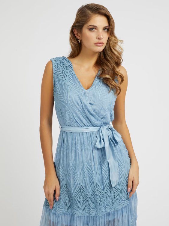 Módní Pam Embro šaty, Modrá barva, 2023