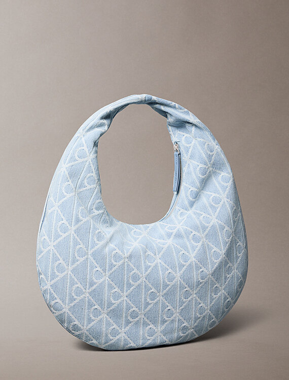 Módní Denim hobo kabelka, Modrá barva, 2026