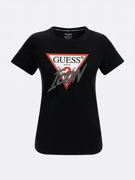 Guess, Černá barva Icon logo tričko