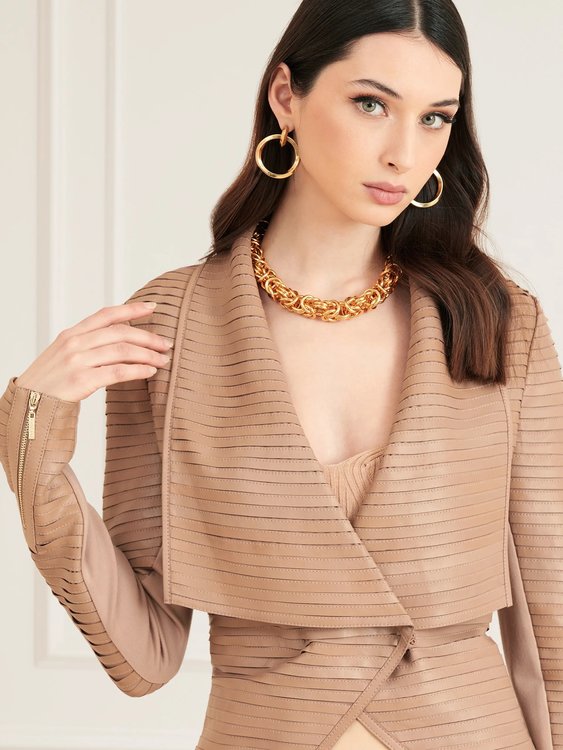 Luxusní Shayna bunda, Béžová barva, 40, 42, 44, 46