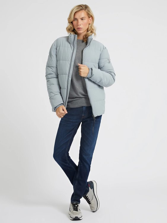 Módní Stretch puffa bunda, Šedá barva, 2022