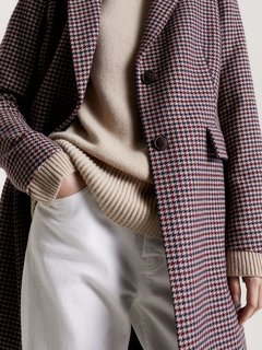 Luxusní Wool Blend Classic kabát, Bordó barva, 36/R, 38/R