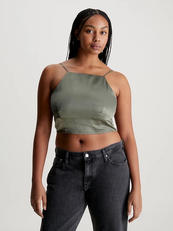 Satin Strappy top – Calvin Klein Jeans, Zelená barva Ženy