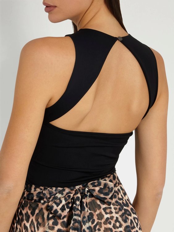 Luxusní Mora Cut Out Back top, Černá barva, XS, S, M, L