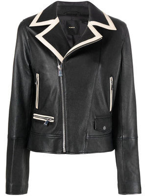 Amalfi kožená bunda – Pinko, Černá barva Ženy