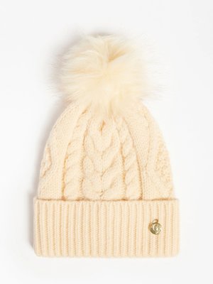 Guess – Pompom čepice, Krémová barva