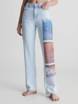 Calvin Klein Jeans – High Rise Straight jeany, Modrá barva