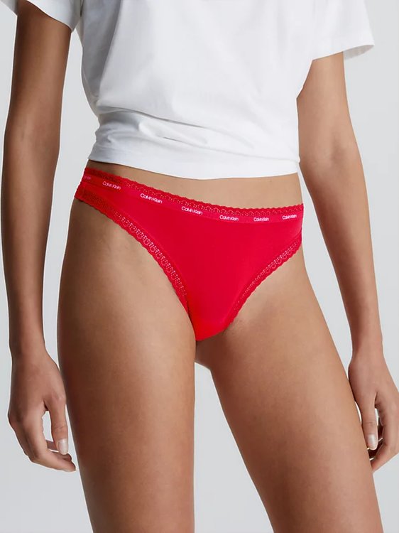 Lace Edge tanga – Calvin Klein Underwear, Červená barva Ženy