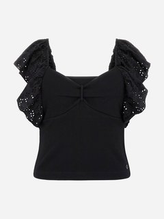 Luxusní Ruffle top, Černá barva, XS, S, M, L
