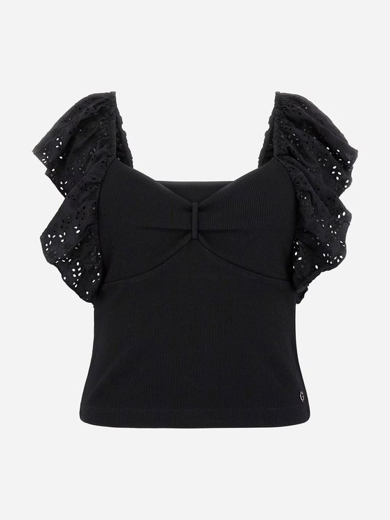 Luxusní Ruffle top, Černá barva, XS, S, M, L