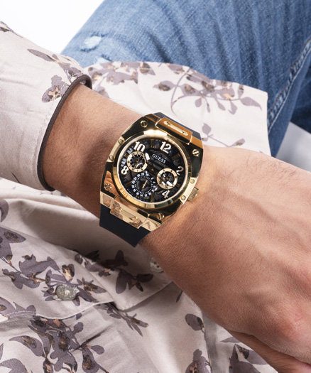 GUESS, Černá, Zlatá barva Prodigy hodinky