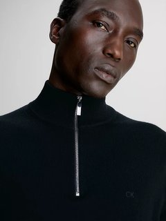 Luxusní Merino Quarter svetr, Černá barva, S, M, L, XL