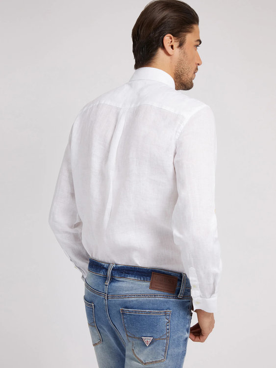 Collins košile – Guess, Bílá barva Muži
