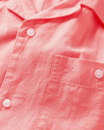 Linen košile – Calvin Klein, Růžová barva Muži