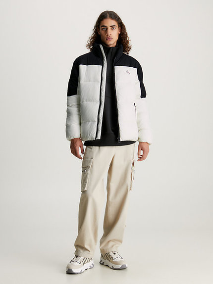 Módní Blocking Non-Down bunda, Bílá barva, 2023