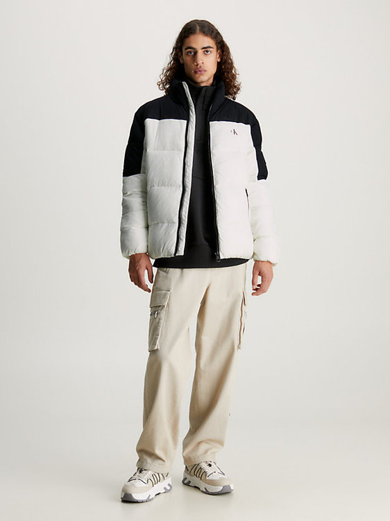 Módní Blocking Non-Down bunda, Bílá barva, 2023