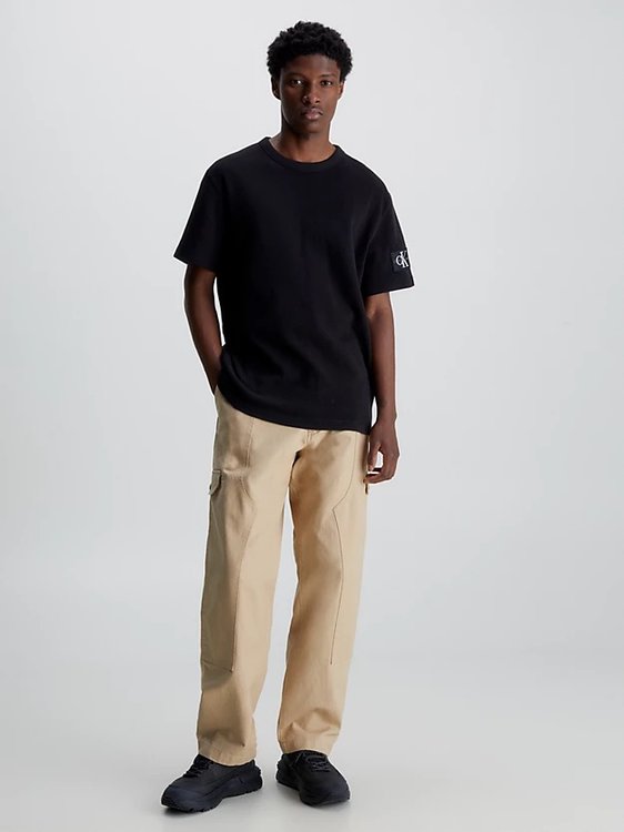 Luxusní Badge Waffle triko, Černá barva, XS, S, M, L, XL, XXL