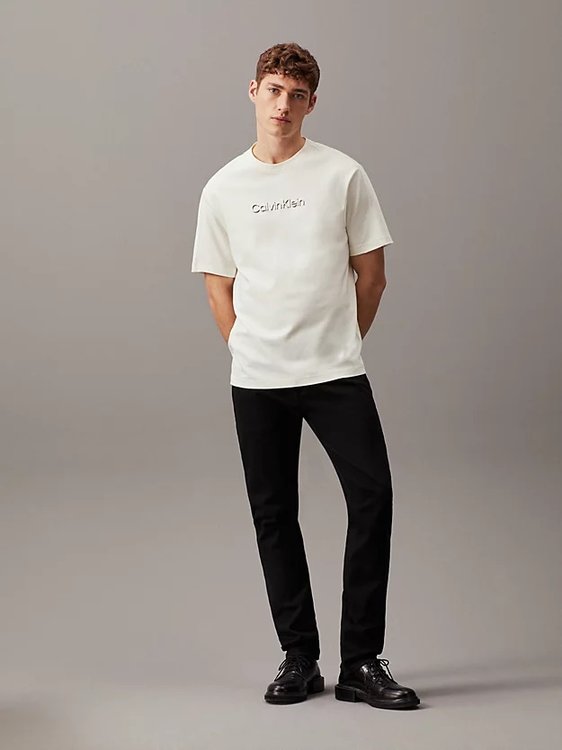 Luxusní Shadow Embossed Logo triko, Krémová barva, S, M, L, XL