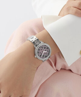 GUESS – G Lace hodinky, Růžová, Šedá, Stříbrná barva 1