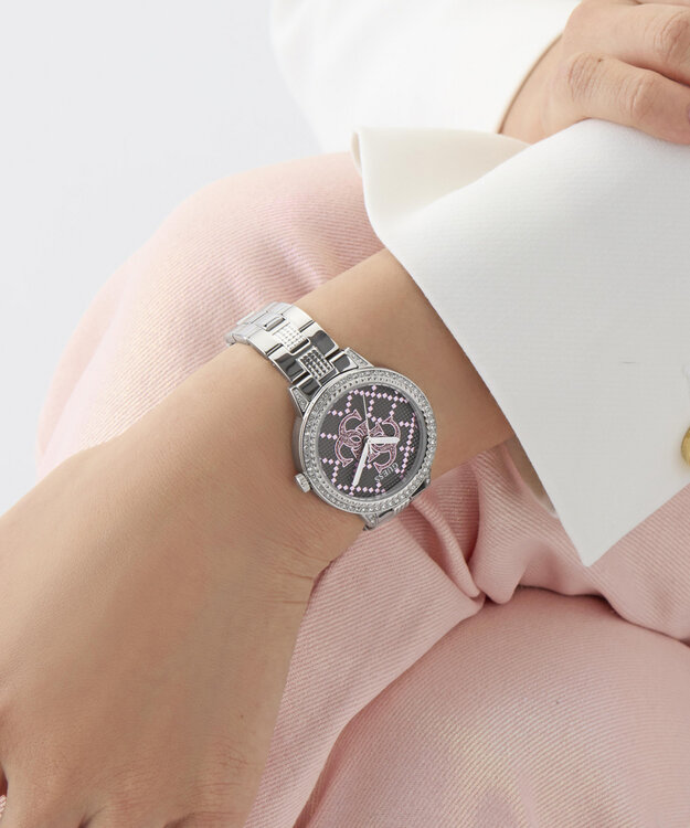 GUESS – G Lace hodinky, Růžová, Šedá, Stříbrná barva 1