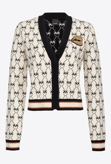 Pinko – Monogram Jacquard svetr, Bílá barva