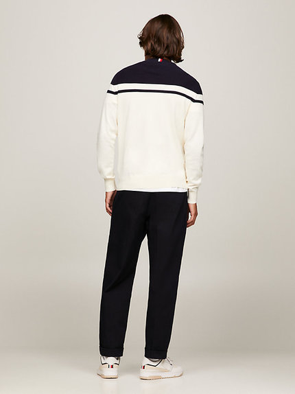 Módní Colorblock Graphic svetr, Krémová, Modrá barva, 2024