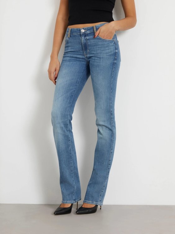 GUESS – Mid Rise Straight jeans, Modrá barva