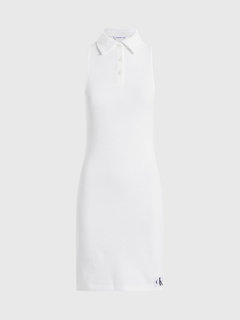 Waffle Polo šaty Bílá barva Ženy