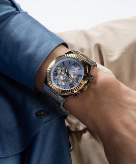 GUESS, Modrá, Stříbrná, Zlatá barva Equity hodinky