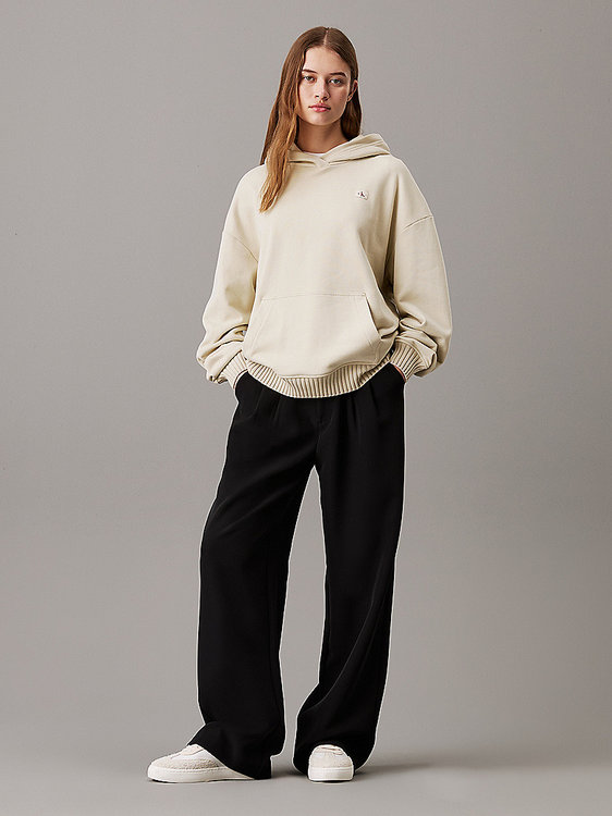 Luxusní Woven Label mikina, Béžová barva, XS, S, M, L