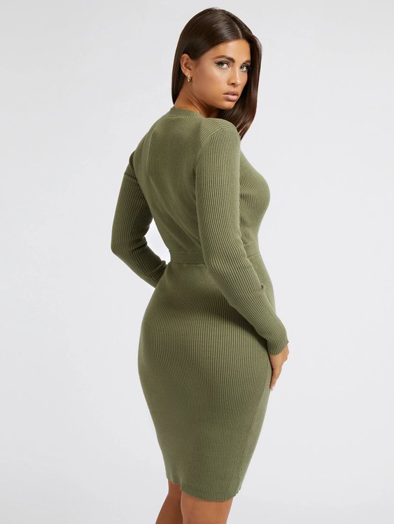 Alexandra šaty – Guess, Khaki barva Ženy