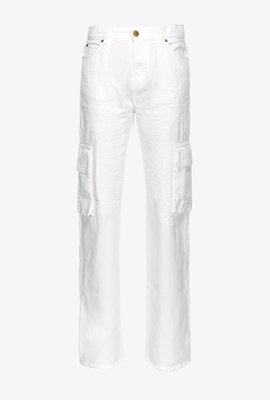 Pinko – Caty Cargo Bull Comfort kalhoty, Bílá barva