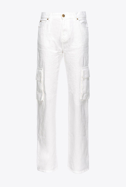 Pinko – Caty Cargo Bull Comfort kalhoty, Bílá barva
