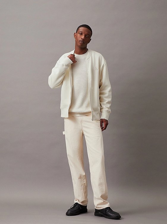 Luxusní Monologo Applique Knit mikina, Krémová barva, XS, S, M, L, XL, XXL