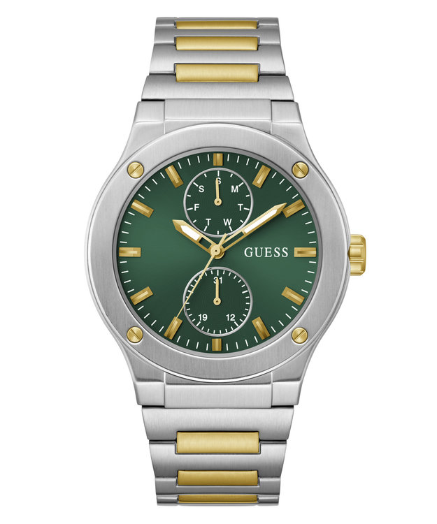 GUESS – Jet hodinky, Stříbrná, Zelená, Zlatá barva