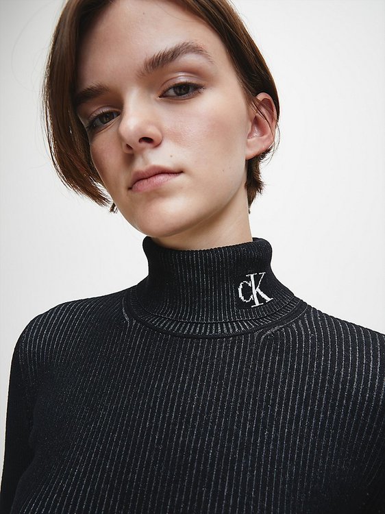 Luxusní Žebrový Svetr, Černá barva, XS, S, M, L