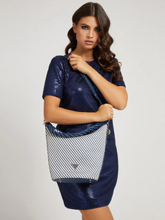 Luxusní Hassie hobo kabelka, Bílá, Modrá barva, T/U