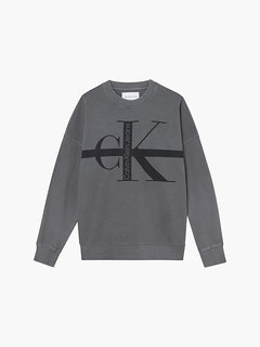 Calvin Klein Jeans, Šedá barva Stripe washed mikina